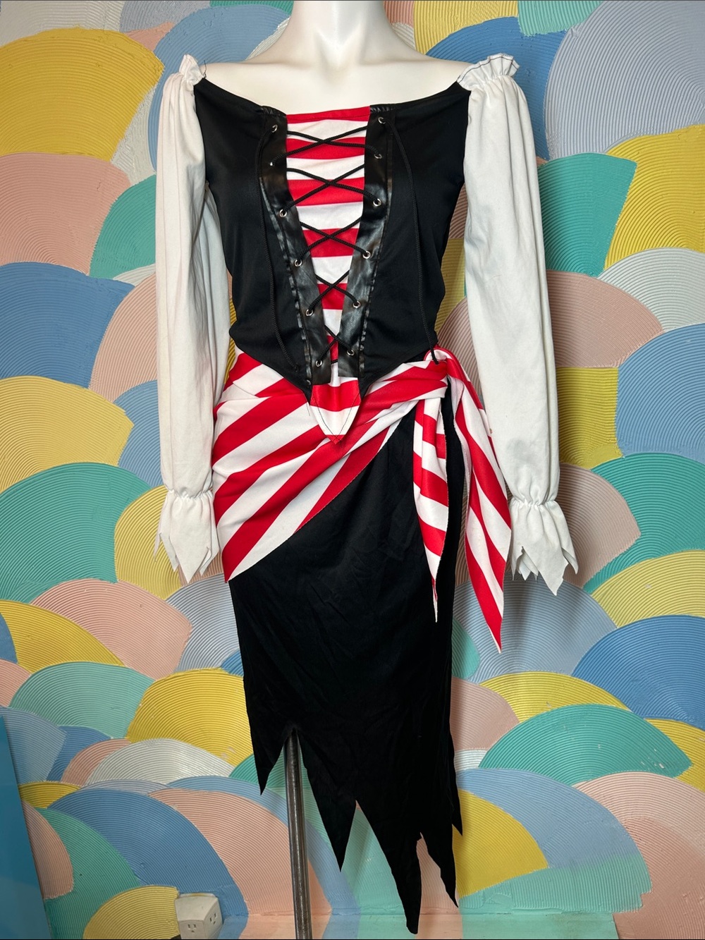 California Costume Collections Pirate Costume Dress with Red & White Sash sz M